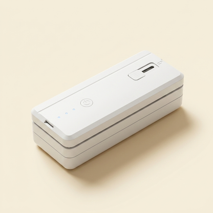 The Seal'd Press slide-style bag sealer — exactly what ships, on a cream studio background