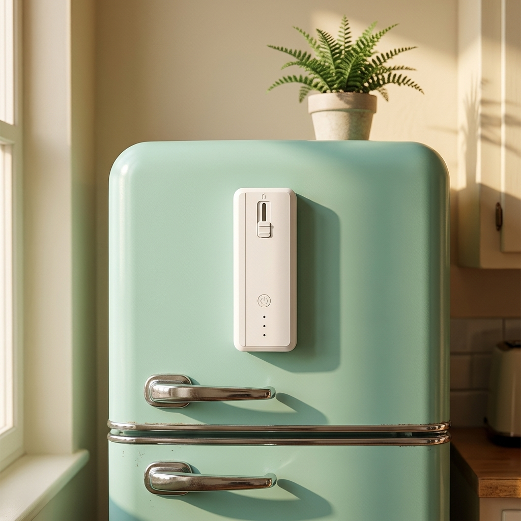 Seal'd Press mounted magnetically on a mint retro refrigerator door