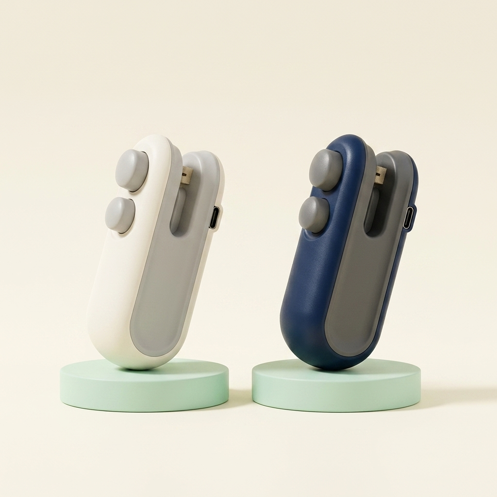 Seal'd Mini in both colors — Cream White and Midnight Navy side by side